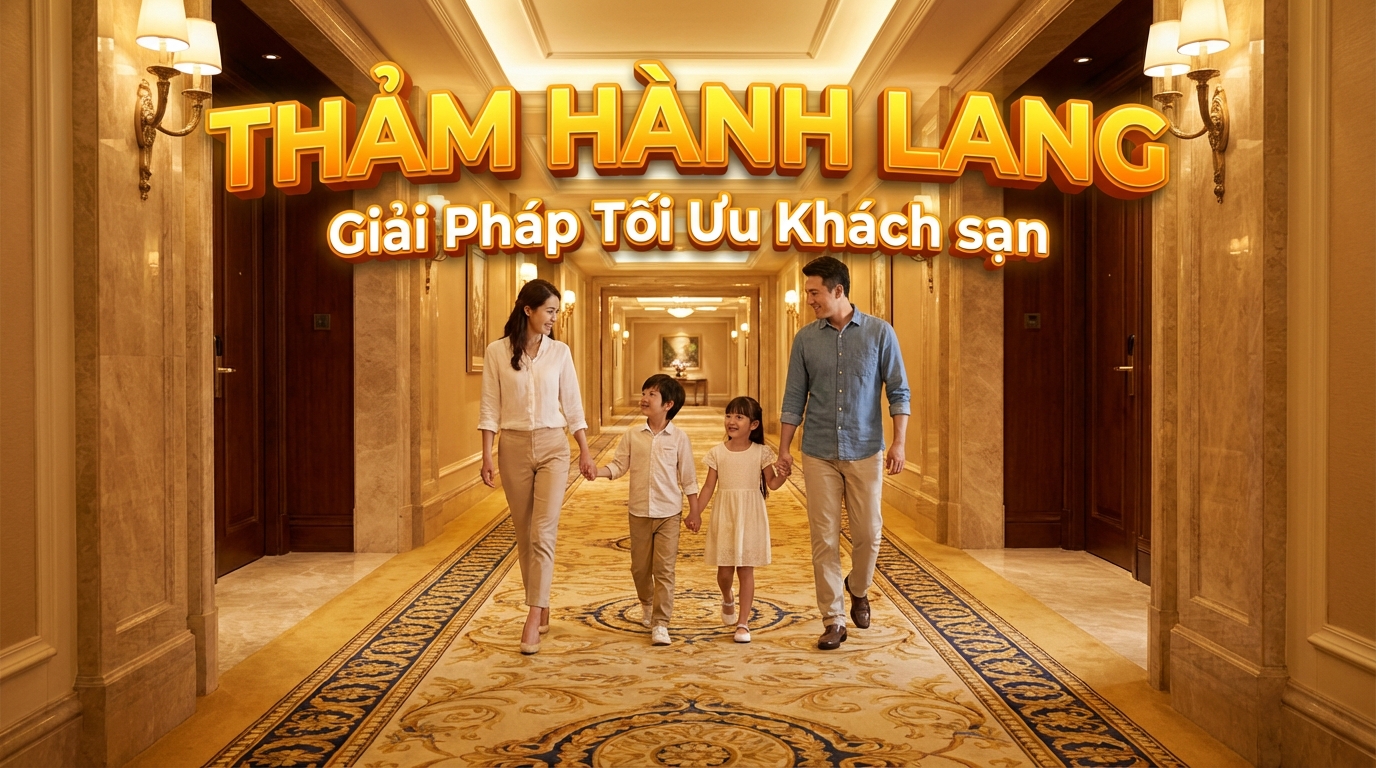 Thảm hành lang khách sạn chịu tải cao  che bẩn tốt – Giải pháp tối ưu cho khách sạn 3–5 sao