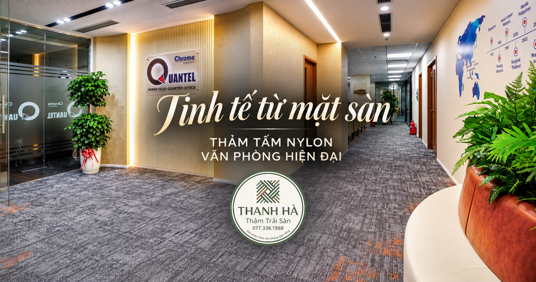 Thảm tấm Nylon văn phòng Hà Nội – Phối xám cam | Thanh Hà
