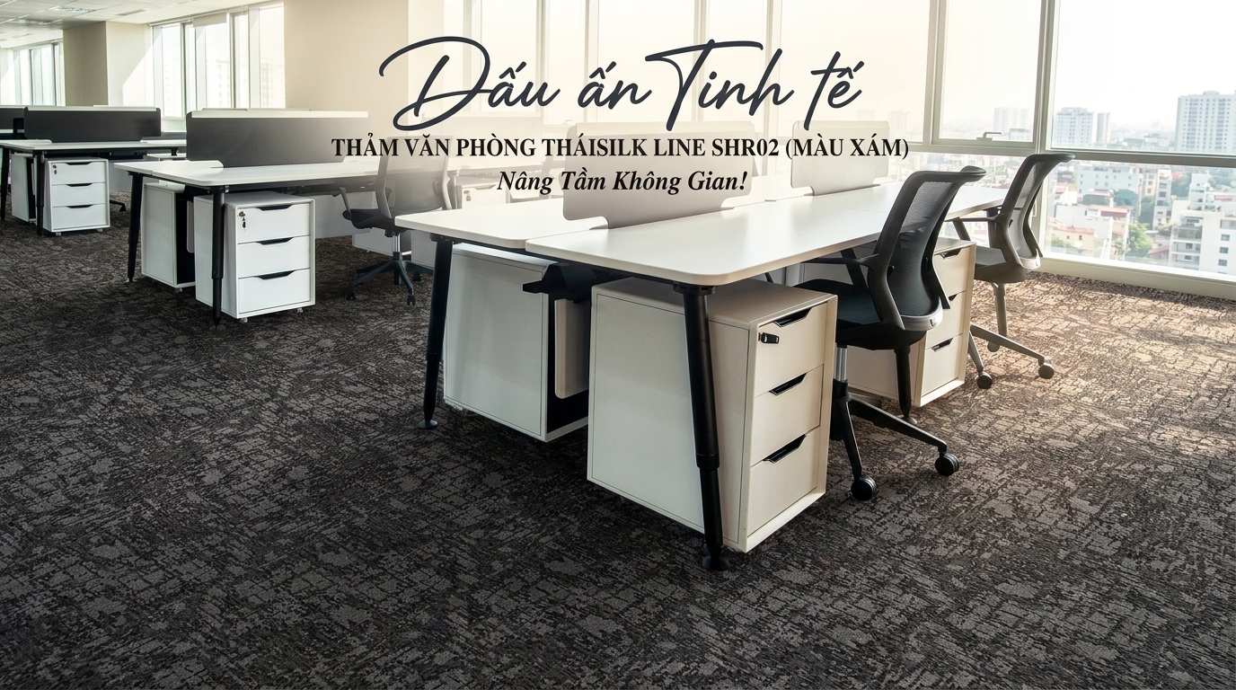 Thảm ThaiSilk Line SHR-02 Màu Xám Hiện Đại Cho Văn Phòng | Thảm Thanh Hà